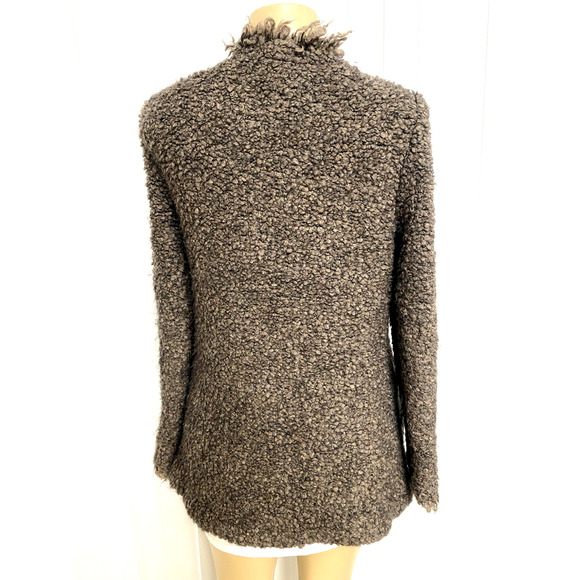 IRO Campbell Open Boucle Cardigan Jacket Wool Mohair Frayed Brown Taupe… - Picture 3 of 9
